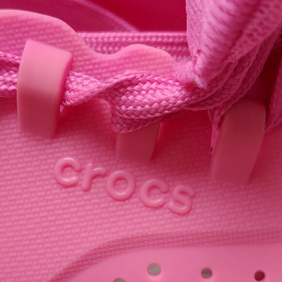 Crocs LiteRide Pink Pacer Perforated Lace Up Shoes Women's Sz. W8 - Picture 7 of 7